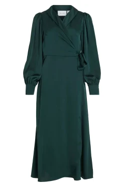 Vestido midi envolvente em cetim