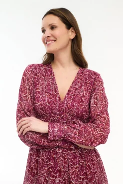 Vestido midi estampado com lurex