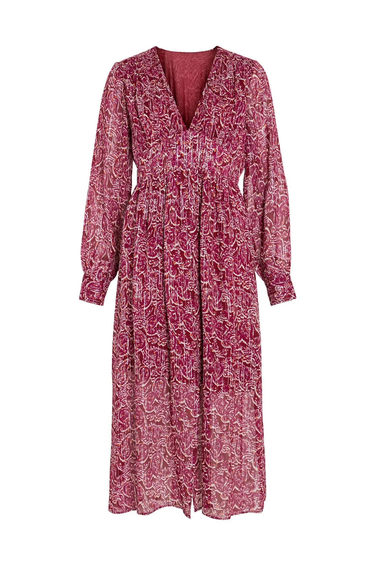 Vestido midi estampado com lurex
