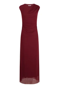 Vestido midi reto com babados em tule