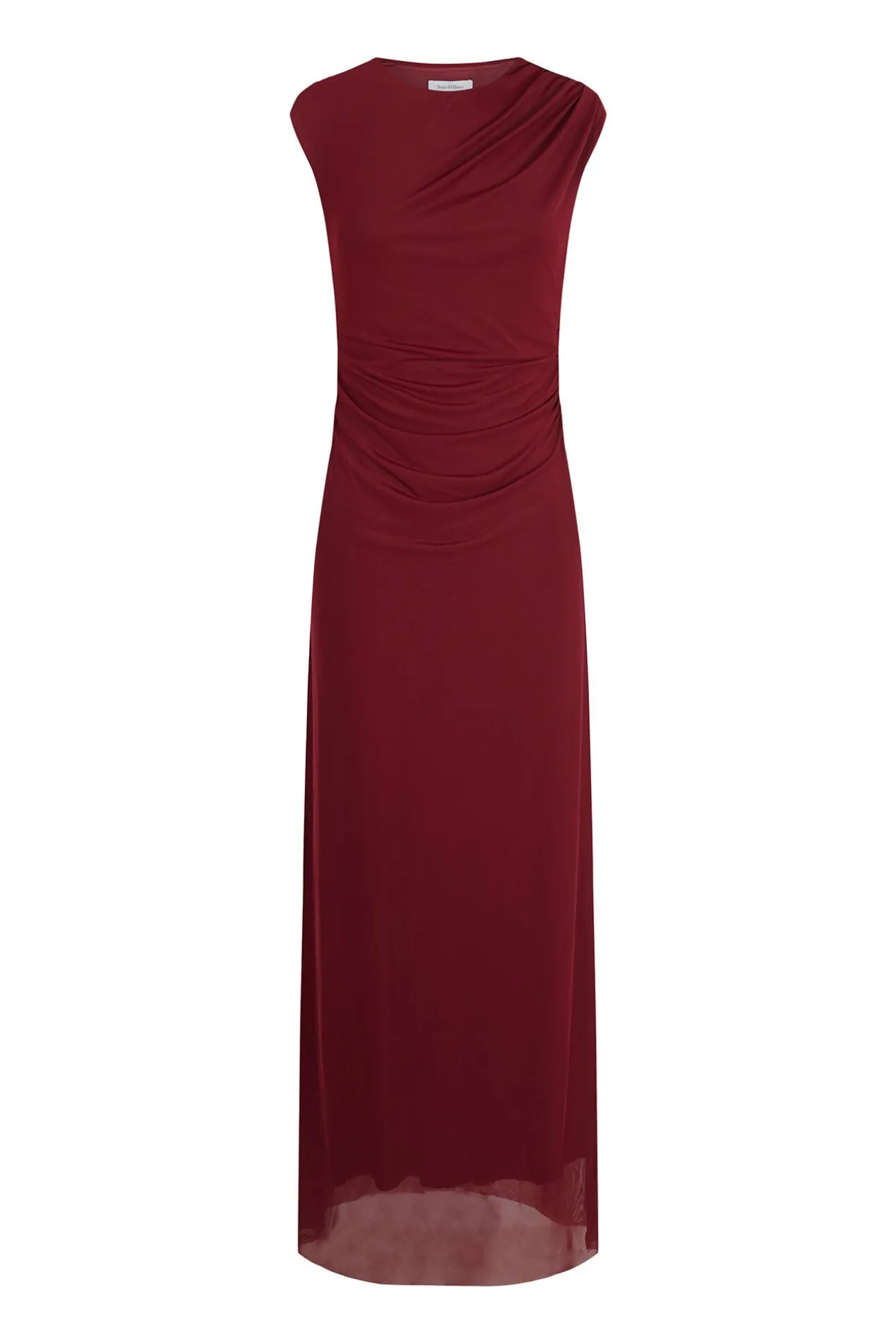 Vestido midi reto com babados em tule