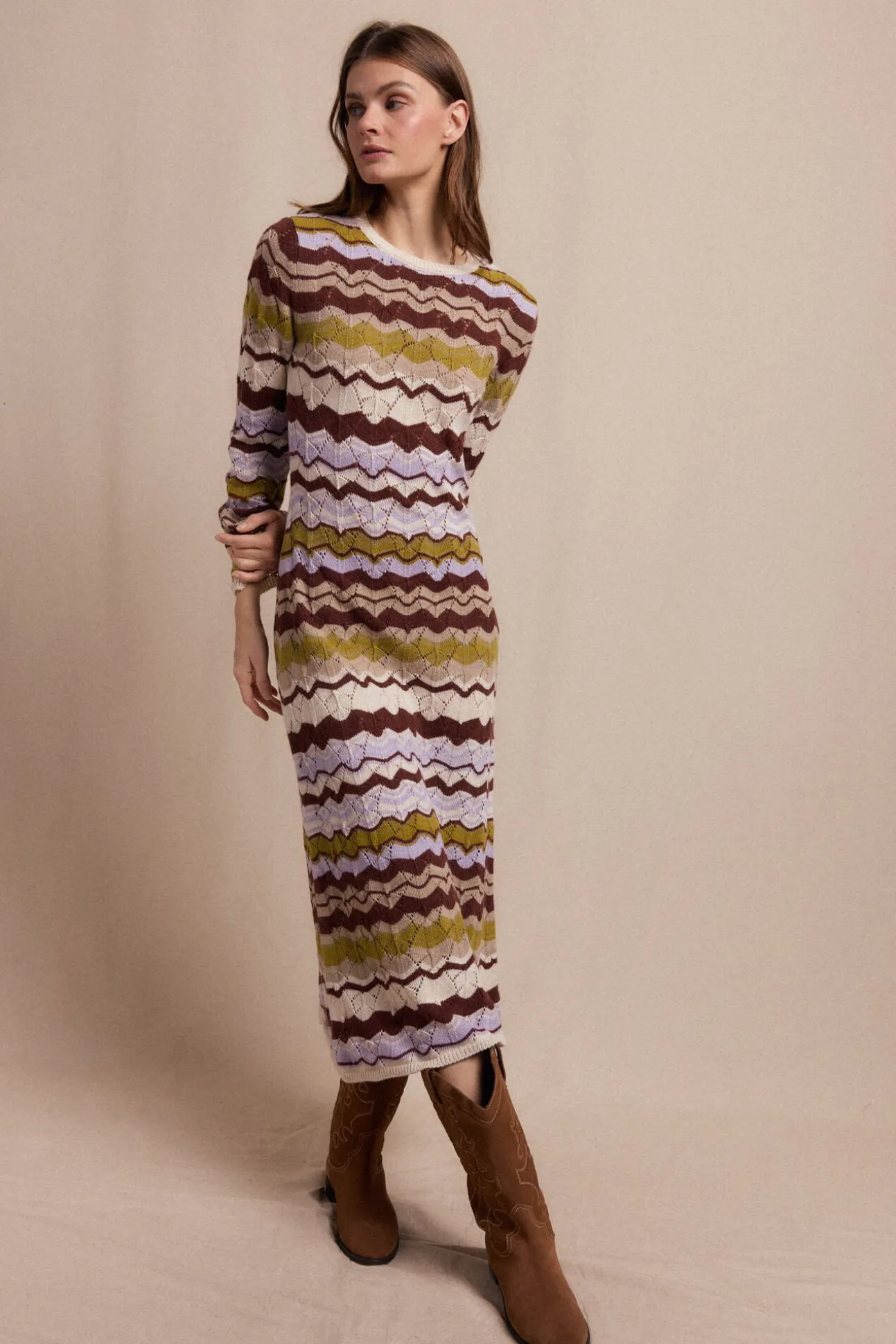 Vestido punto ondas multicolor