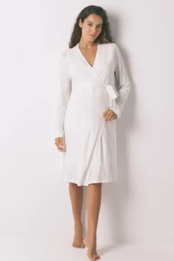 Vestido robe de maternity em algodão branco