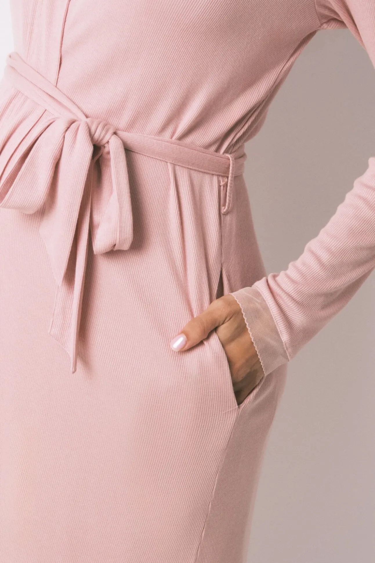 Vestido robe rosa canelado para maternity