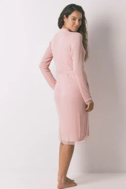 Vestido robe rosa canelado para maternity